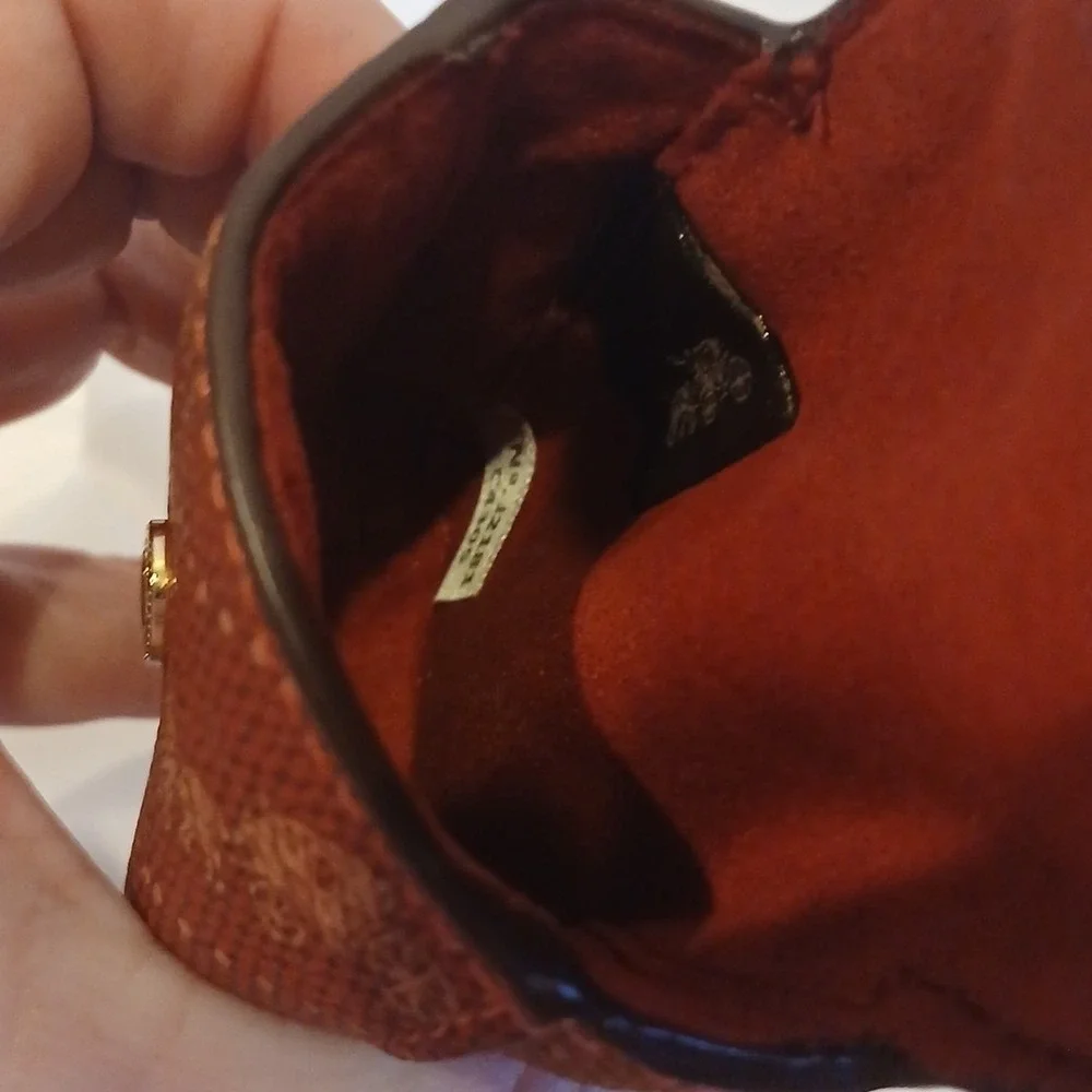 Coach Red Signature Leather Key Pouch with Clip